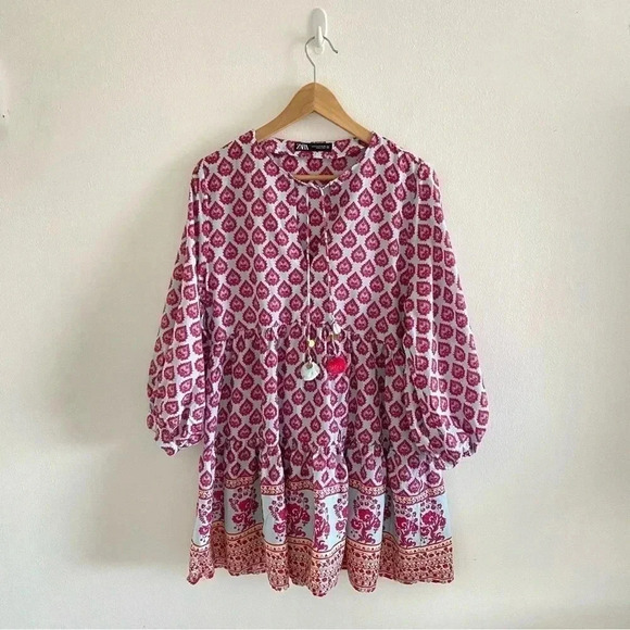 ZARA PRINTED OVERSIZED DRESS Multicolored Sz Small - Picture 2 of 14